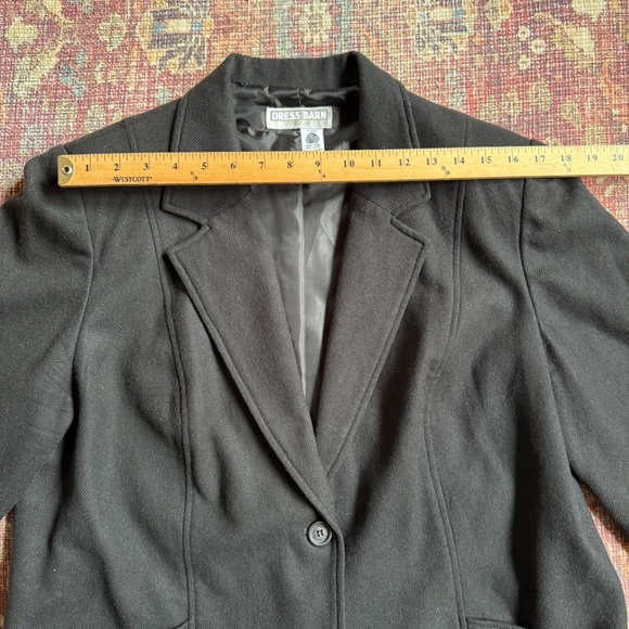 Dress Barn Black Women's Blazer Coat Wool with Structured Shoulders - Picture 4 of 9